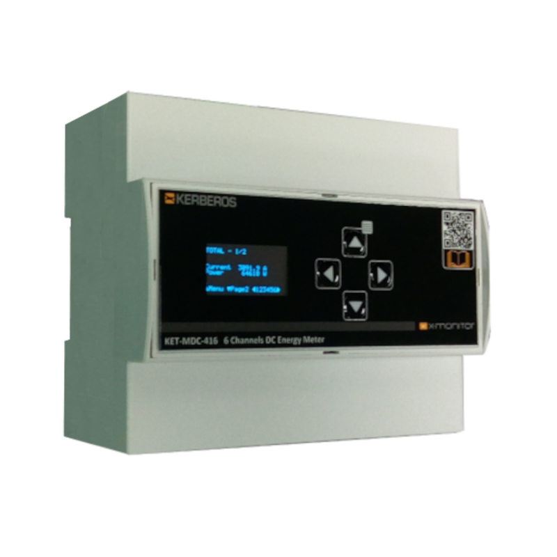 Power Meter ModBUS per Corrente Continua a 6 canali con display OLED, montaggio a barra DIN 6 - Alim. 20/60 VDC