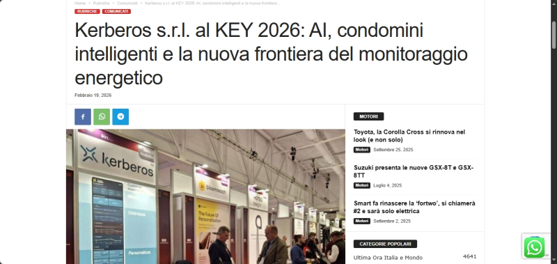 Kerberos S.r.l. al Key 2026: AI, condomini intelligenti e la nuova frontiera del monitoraggio energetico 
